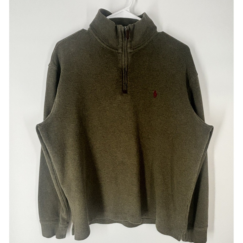 Vintage Polo Ralph Lauren Mens 1/4 Zip Cotton Pullover Sz L Ivy League Preppy